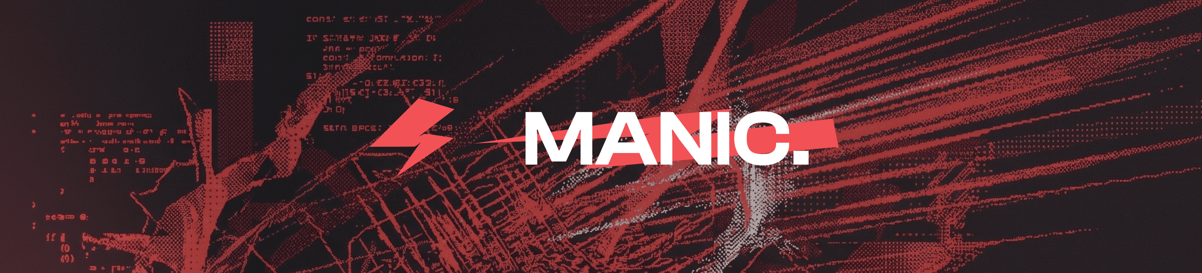 Manic — wordmark and mark on burgundy