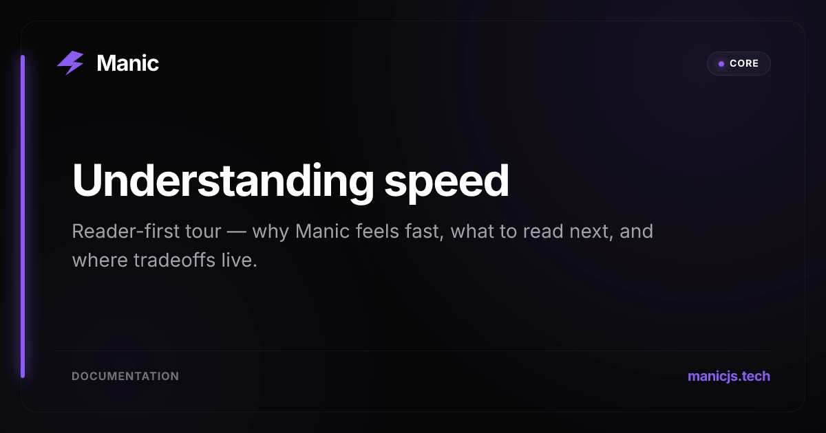 Understanding speed | Manic Docs